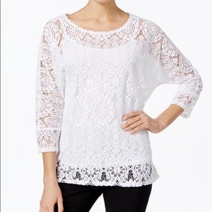 Alfani Lace Crochet Blouse Sheer